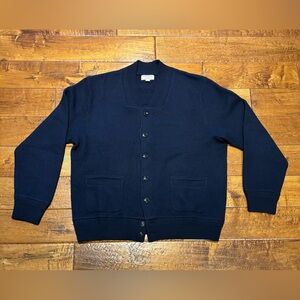 WALLACE & BARNES Navy Merino Wool 2 pockets Cardigan